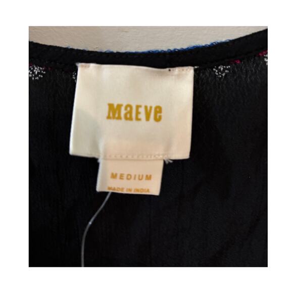 Anthropologie Maeve Carlotta Embroidered Floral Blouse Sleeveless Black Top NWT - Picture 9 of 9